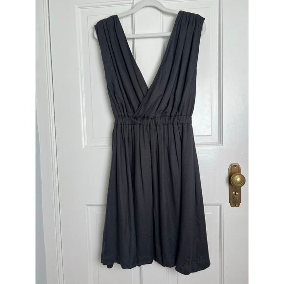 French Connection Y2K Beaded Mini Dress Women's 0 Dark Gray Grecian Style V Neck - Picture 2 of 14